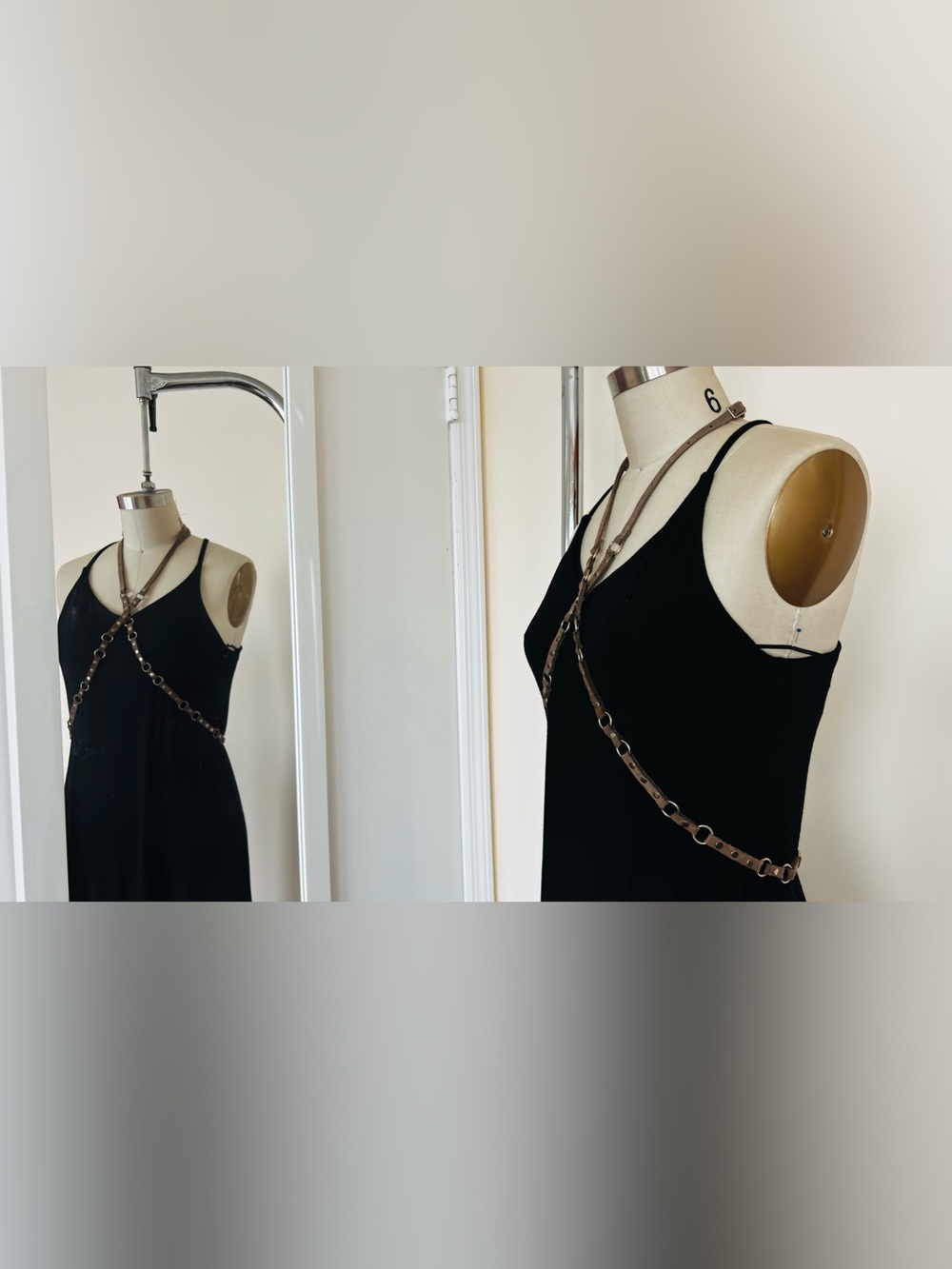 Mango Brown Leather and Chain Harness Strap